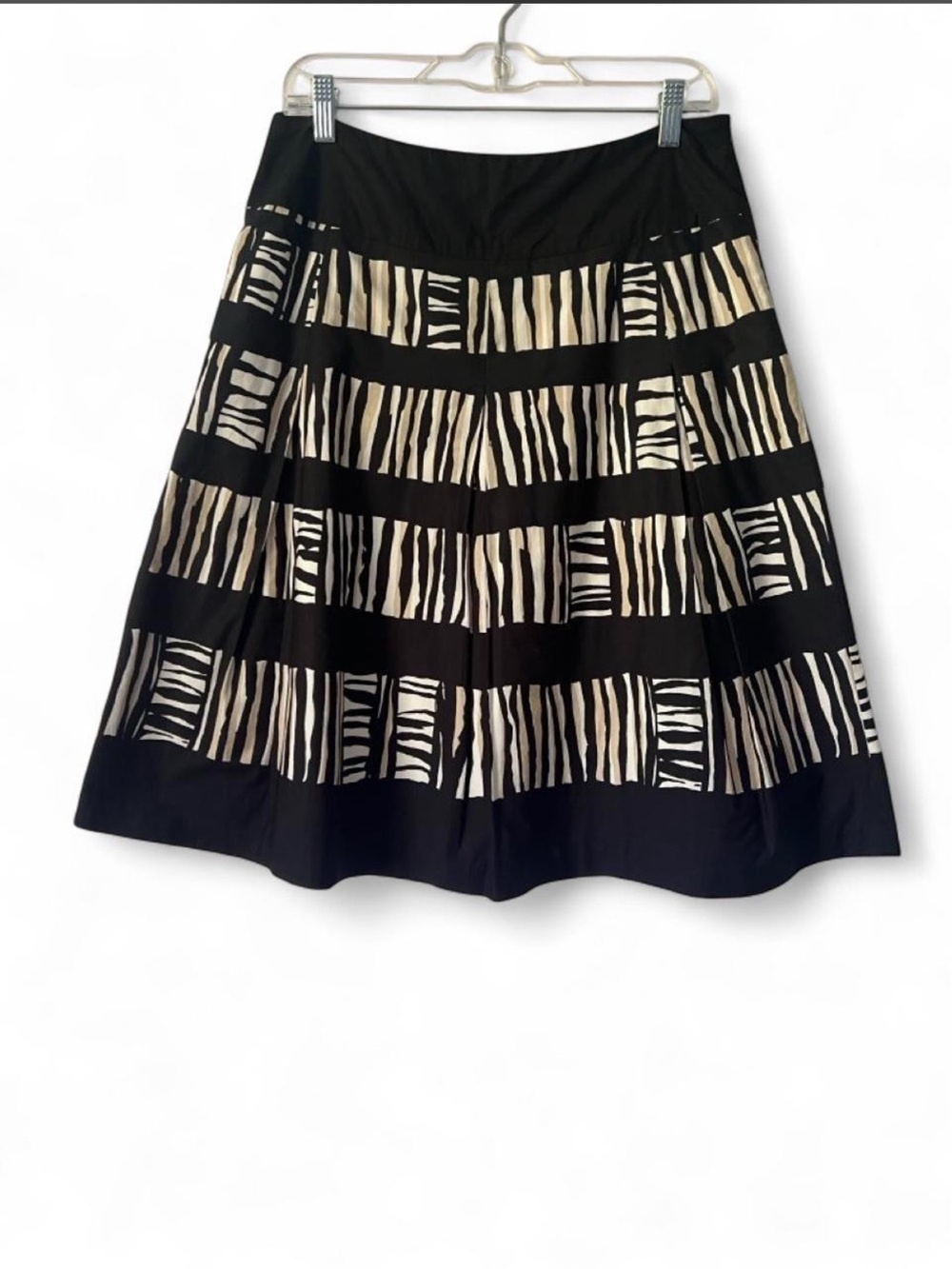 Talbots Cotton Abstract Stripe Full Pleated Midi Skirt 8 Corpcore Office Siren